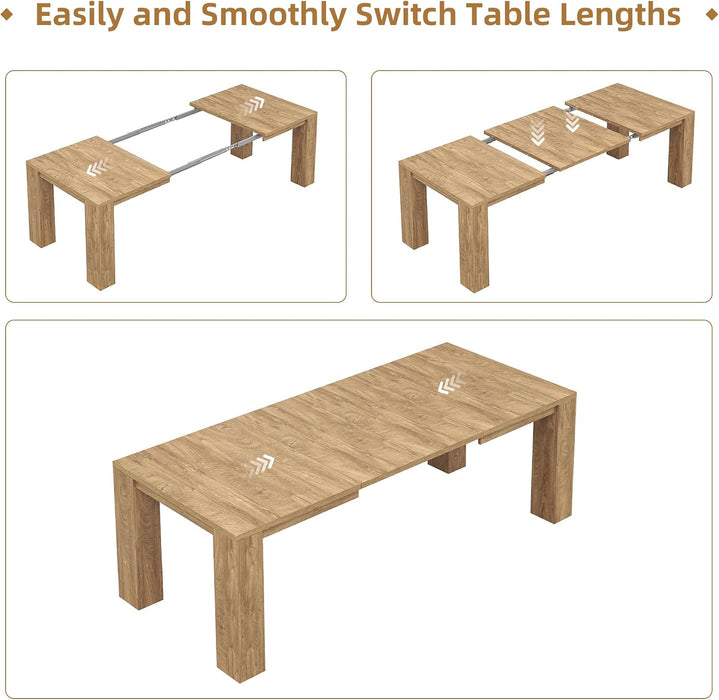 Extendable Dining Tables for 4-10, Modern Farmhouse Kitchen Table