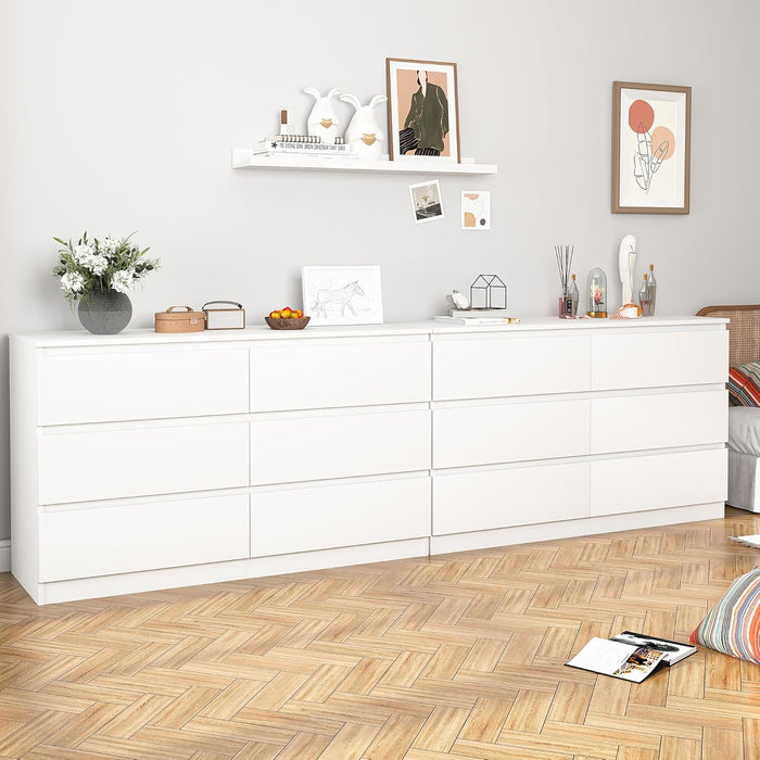 White 6 Drawer Dresser for Bedroom,48'' Modern Dresser with Deep Drawer,Wide Storage Chest of Drawers,Bedroom Storage Organizer Furniture,Tv Stand for Living Room