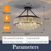 6-Light Modern Large Crystal Chandelier Black Metal E26 Semi Flush Mount round Light Fixture Ceiling Lamp Farmhouse for Dining Living Room Laundry Foyer Kitchen Balcony Bedroom