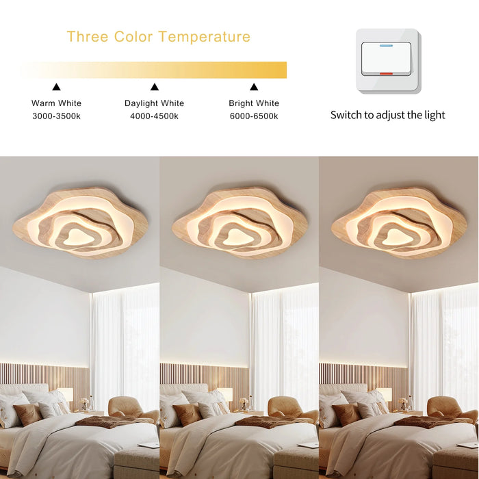 Nordic Irregular Flush Mount Solid Wooden Ceiling Light for Living Room