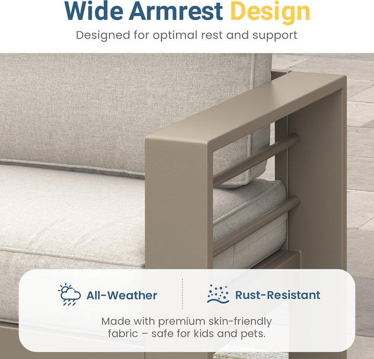 4-Piece Outdoor Patio Furniture Set, Outdoor Sectional Furniture with Upgraded Cushions, Outdoor Conversation Seating Set for Balcony, Garden, Deck, Backyard, Beige