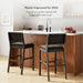 Cohen Mid-Century Modern 29 In. Wood Bar Stool, Upholstered Faux Leather Bar Height Stool with Solid Wood Frame, Black
