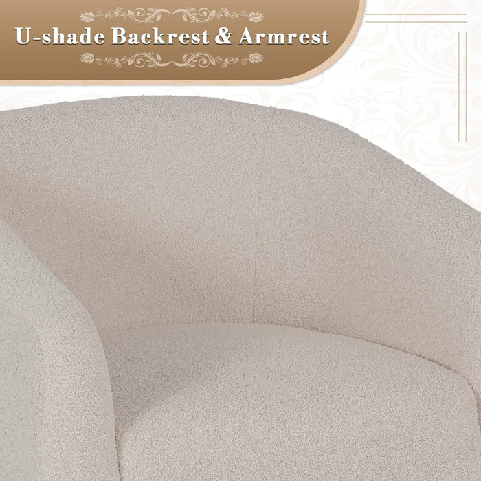 Modern Barrel Accent Chair, Furry Cozy Reading Arm Chair for Adults, Soft Comfy Upholstered Sofa Armchair for Corner, Living Room, Bedroom, Reception Room, Grey