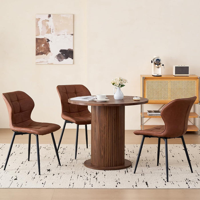 35.5" round Dining Table for 2 4, Brown