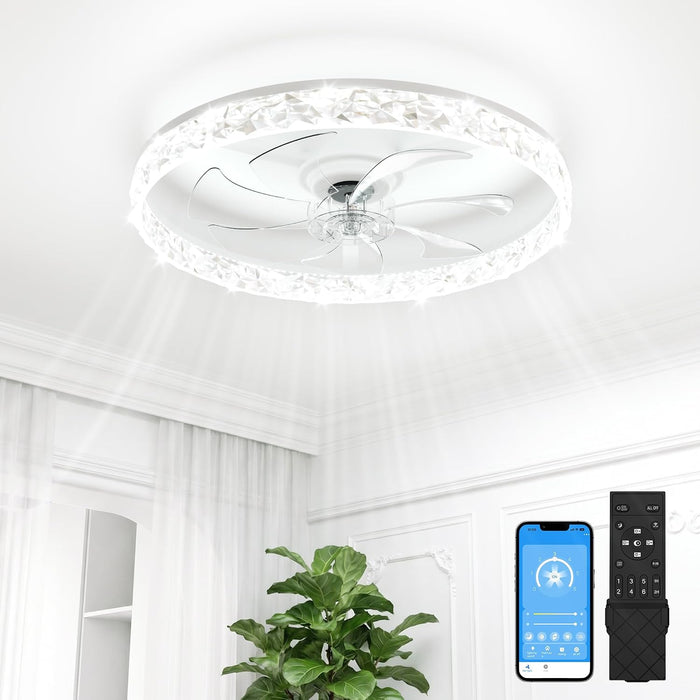 24" White Low Profile Ceiling Fan With Remote