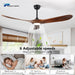 72 Inch Walnut Ceiling Fan Remote Dimmable Lighting Kit