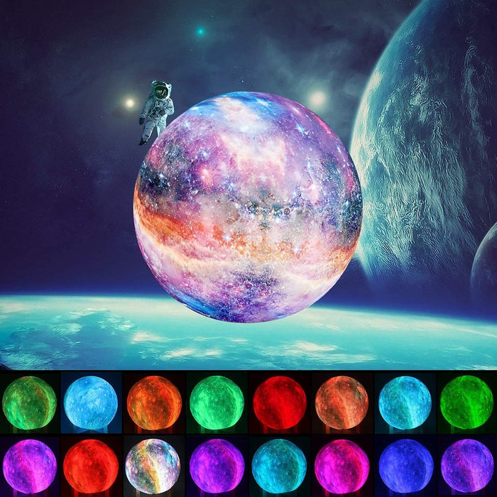 Moon Lamp, Night Light, 16 Colors LED Moon Light 7.0 Inch 3D Printing Kids Light Lamp with Stand, Remote&Touch Control, USB Rechargeable, Gift for Kids Friends Parent Birthday Christmas New Year