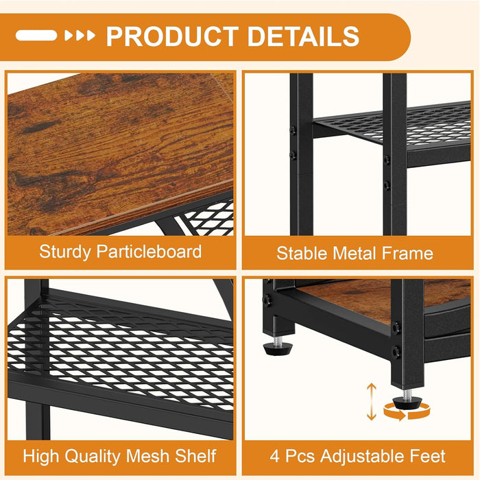 Entryway Table, Narrow Console Table, Industrial Sofa Table with 5 Tier Storage Shelves, Entrance Table for Hallway, behind the Couch, Living Room, Foyer