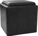 Home Decor Storage Ottoman with Tray Top|Upholstered Modern Square Storage Ottoman with Storage for Living Room & Bedroom, Black Faux Leather