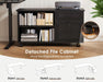 55" L Shaped Standing Desk with Cabinet Sets, Carbon Fiber Black