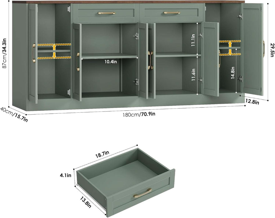 71” Large Buffet Cabinet with Storage, Sideboard Cabinet