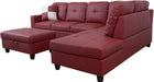Sectional Sofa Faux Leather Modern L Shaped Couch Set 103.5”Wide Including Chaise and 3 Seating Sofa with Storage Ottoman for Living Room Furniture (Right Hand Facing, B-Red)