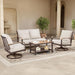 4 Piece Patio Furniture Set, Swivel Rocker Chairs,Beige