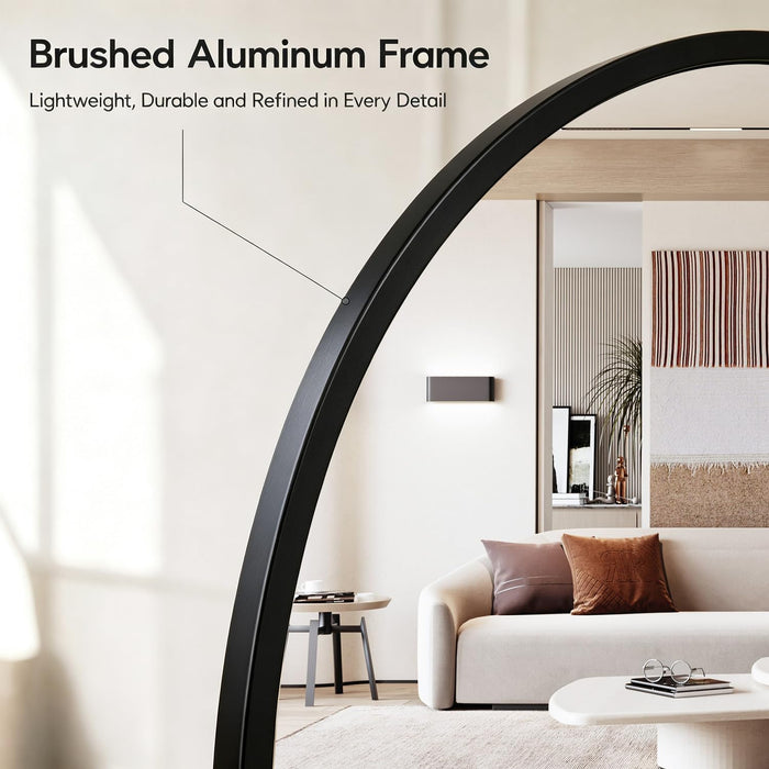 Arched Full Length Mirror, 56"X16" Black Floor Mirror for Bedroom, Wall Mounted or Leaning Dressing Mirror, Wall Mirror for Living Room, Hallway