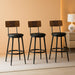 Bar Stools, Bar Stools Set of 3 with PU Upholstered, Bar Chairs with Footrest and Back, 26" Barstools for Kitchen Sland, Dining Room, Easy to Assemble, Rustic Brown and Black BF31BYP301G2