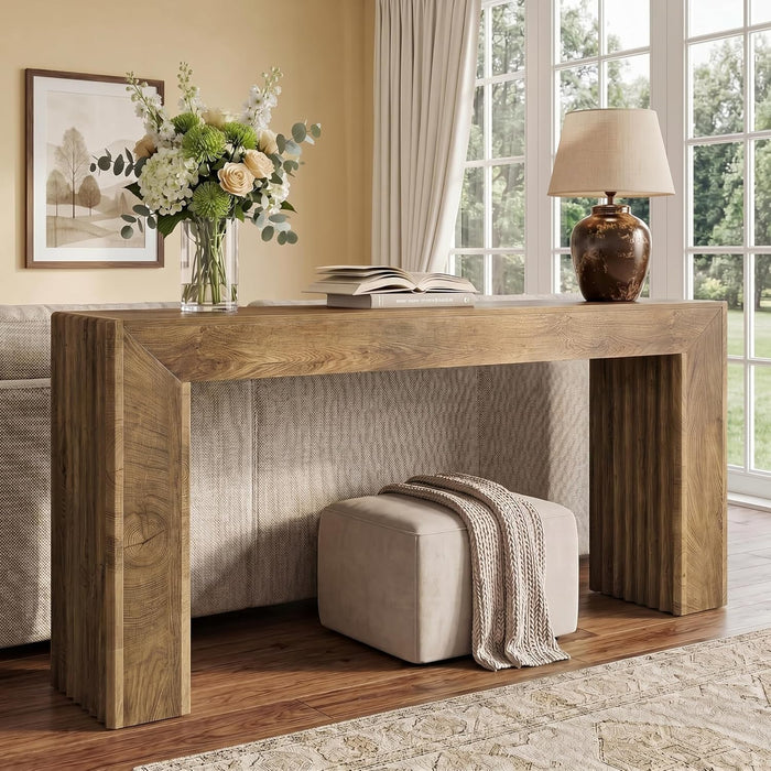 63-Inch Fluted Entryway Table, Farmhouse Long Narrow Console Table, Sofa Table behind Couch for Living Room, Hallway, Foyer