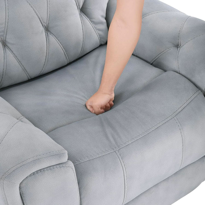 Wll Hugger Power Double Reclining Sof, Microfiber Home Theter Seting, Chrging Ports/Hidden Cup Holders/djustble Hedrest/Dimond Tufting, Power Recliner Couch for Living Room, Gry
