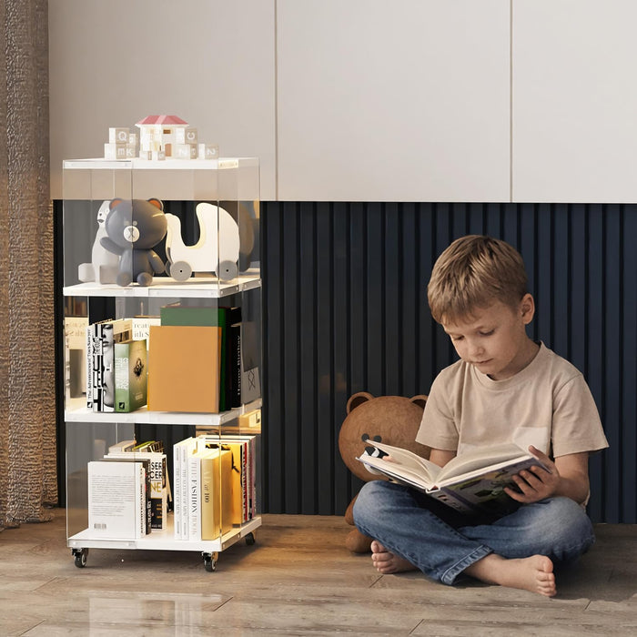 Three Tier Rotating Bookshelf With Illuminated LED