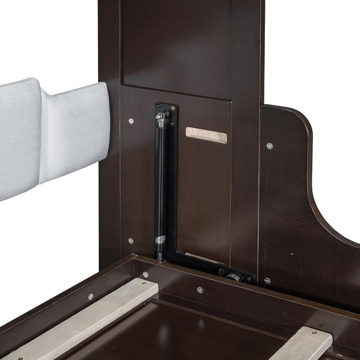 Queen Size MurphyBed WithSofa EspressoFinish SolidWood