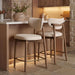 VASAGLE Wooden Bar Stools Set of 2, Linen-Look Fabric, Cappuccino Beige | Barstools with Solid Wood Legs, Ergonomic Backrest, Mid Century Modern, for Kitchen Island, Linen-Look Fabric