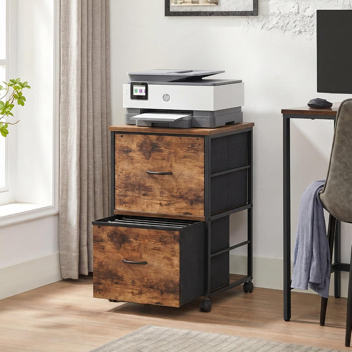 Mobile Printer Stand with 2 Drawers, File Cabinet for Home Office