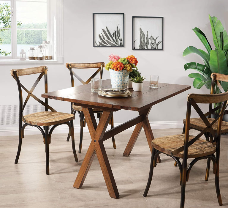 Mckayla Flip-Top Expanding Desk to Dining Table, Distressed Brown Finish