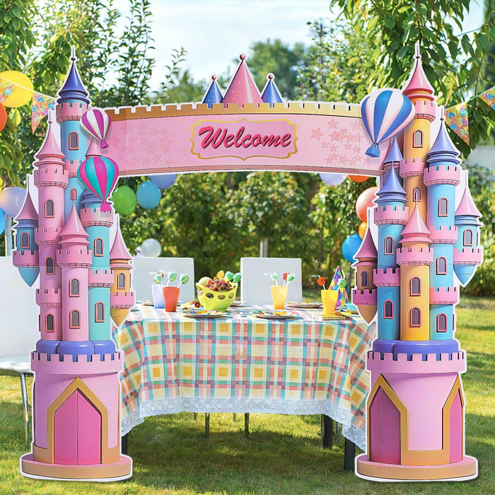7 Ft X 7.5 Ft Extra Large Cardboard Castle Playhouse| Pink Girl Birthday Cardboard Fort| Castle Royal Cutout| Princess Party Decorations Perfect for School Parties and Celebrations