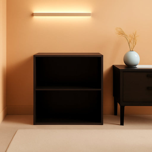 Apexa 2-Tier Cube Storage Organizer Shelves, Stackable Wood Bookcase Fits Cubby Bins for Organization, Dorm Teen Room Decor & Home Office, Black