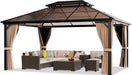 12x16 Brown Gazebo Polycarbonate Roof Aluminum Frame