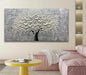 - 24X48 Inch 3D White Flower Painting Abstract Textured Knife Platte Acrylic on Canvas 3D Flowers Tree Painting Ready to Hang
