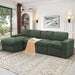 Sectional Sofa, 132" Oversized 4 Seater Couch with Ottoman for Living Room, Corduroy, Green