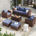 Wicker Sofa Seating Group with Storage Deck Box and Ottomans