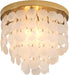 Capiz Shell Chandelier AntiqueGold Finish Flush Mount