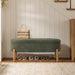 Storage Bench Ottoman, Upholstered Corduroy Storage Bench for Bedroom End of Bed, Modern Aesthetic Furniture, Large Oval Ottoman Bench for Foot of Bed, Living Room, Entryway, under Window (Green)