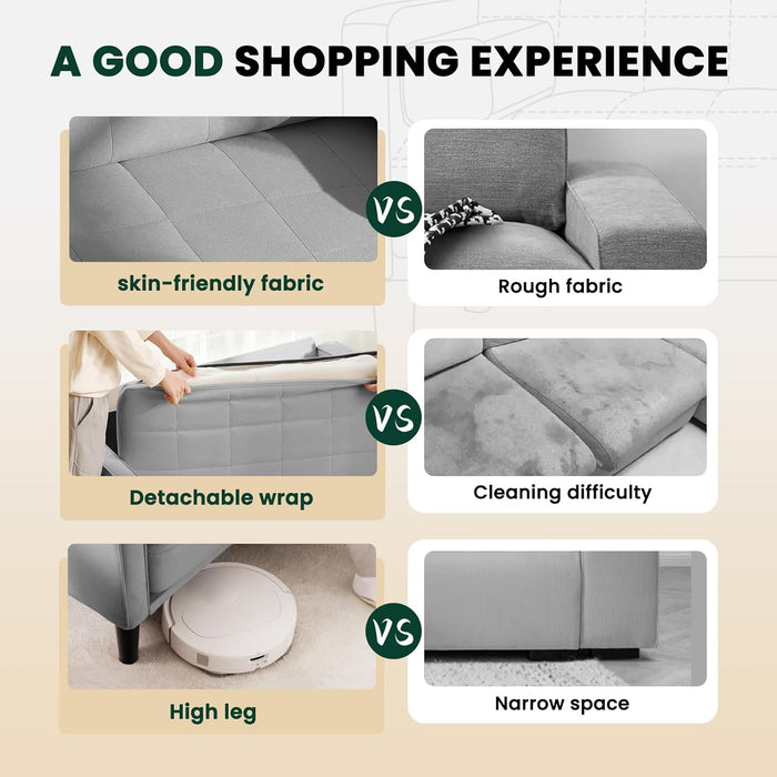 70" Light Gray Comfy Loveseat Sofa, Recliner Sofa Couch, with Removable Washable Cover, High Density Foam Cushions, Solid Wood Frame, Ideal for Living Rooms, Easy to Assemble