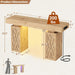 47.2" Extra Thick Entryway Table with Hollow Carved Storage Legs, 300+ Lbs Load Console Table with Reversible Outlets & RGB Light, Space-Saving Wood Sofa Table for Hallway Foyer, Natural Oak