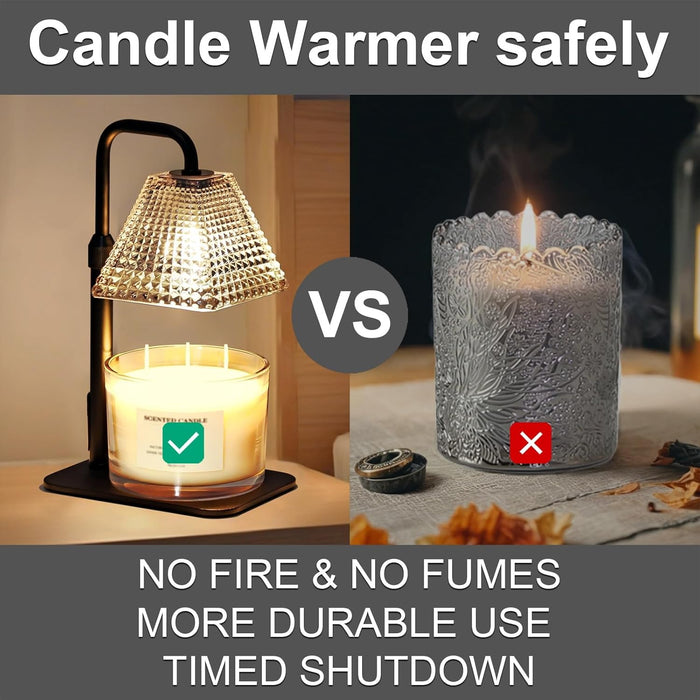 Candle Warmer Lamp with Timer Dimmer Adjustable Height,Electric Dimmable Wax Warmer for Scented Jar Candles,Mom Birthday Gifts for Women,House Warming Gifts New Home Bedroom Decor,Black