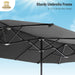 13 Ft Large Double-Sided Twin Patio Umbrella, Outdoor Market Umbrella with Crank Handle, Powerful UV Protective, Smoky Gray