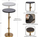 Engles Traditional Adjustable-Height Pedestal Drink Table, 10 X 10 X 30, Black Marble and Antique Brass, Vintage round Indoor Metal Plant Stand with Authentic Marble Tabletop