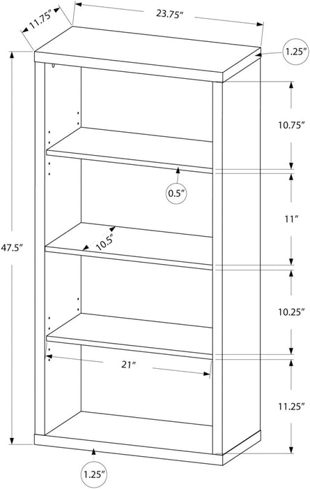 I 7060 Bookshelf, Bookcase, Etagere, 5 Tier, 48"H, Office, Bedroom, Laminate, Brown, Contemporary, Modern