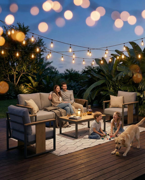 Outdoor Aluminum Patio Furniture 3-Seat Sofa All-Weather Outdoor Patio Sofa with Washable Thick Cushions, Patio Sectional Furniture for Porch, Balcony, Deck, Backyard