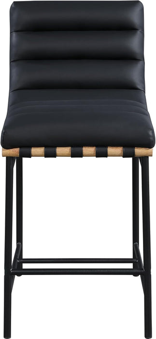 857Black-C Burke Collection Modern | Contemporary Vegan Leather Upholstered Counter Stool, Black, 18" W X 24" D X 37.5" H