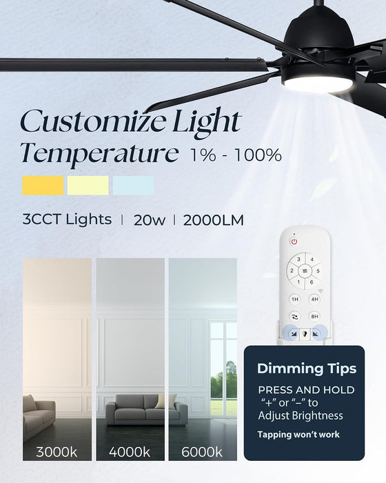 Brushed Aluminum Smart Ceiling Fan Featuring Remote