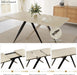 7-Piece Dining Table Set for 6, Natural Table + 6 Beige Chairs