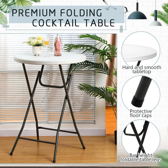 32Inch White HighTop Collapsible Cocktail Table Set