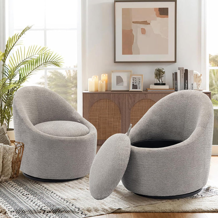 Swivel Accent Chairs ThreeSixty Rotation Light Grey