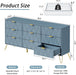 9 Drawer Dresser, Storage Dresser with Wide Drawers and Metal Handles,Wood Storage Chest of Drawers for Living Room,Bedroom,Entryway,Hallway (Blue)