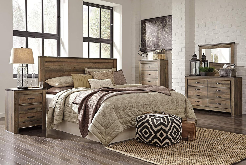 Trinell Rustic Panel Headboard, King/California, Warm Brown