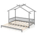 Extendable House Bed Twin to King Daybed with Roof and Fence Rails