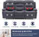 Oversized Recliner Sofa with Heat and Massage, Big Large 3-Seater RV Recliner Couch Sofa for Living Room, Wall-Hugger Reclining Sofa with Cup Holders and USB Port(Fabric, Grey)
